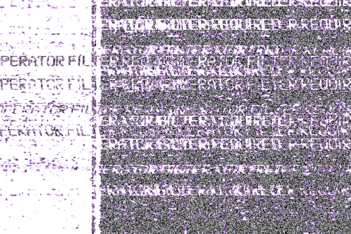 Text-based static and noise piece reading Operator Filter Required.